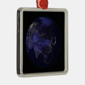 Volledige Aarde 's nachts met stadslichten Metalen Ornament (Rechts)