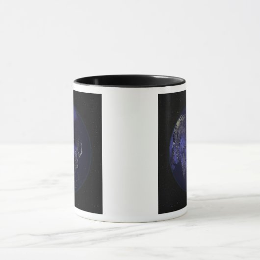 Volledige Aarde 's nachts met stadslichten Mok (Midden)