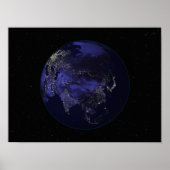 Volledige Aarde 's nachts met stadslichten Poster (Voorkant)