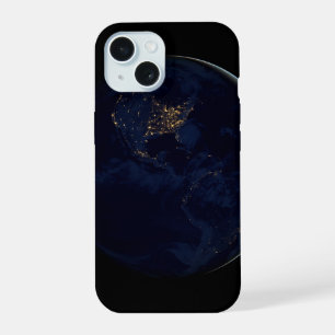 Volledige aarde 's nachts met stadslichten van Ame iPhone 15 Case