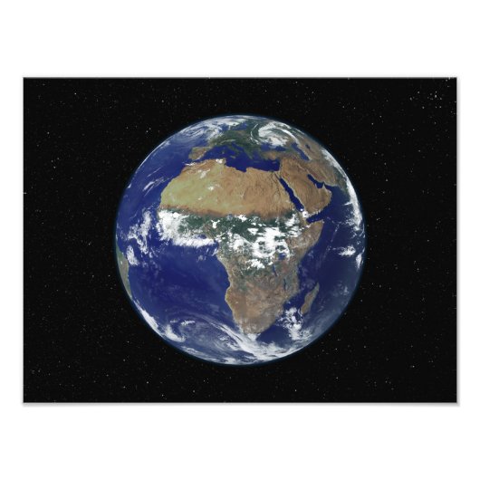 Volledige Aarde toont Afrika en Europa Foto Afdruk (Voorkant)