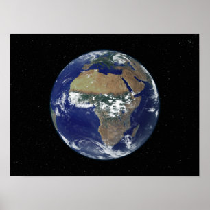 Volledige Aarde toont Afrika en Europa Poster