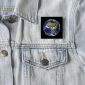 Volledige Aarde toont Afrika en Europa Vierkante Button 5,1 Cm (In situ)