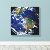 Volledige Aarde toont Amerika's Canvas Afdruk (Insitu (Houten vloer))
