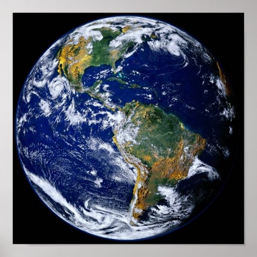 Volledige Aarde toont Amerika's Poster (Voorkant)