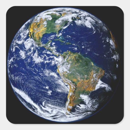Volledige Aarde toont Amerika's Vierkante Sticker (Voorkant)