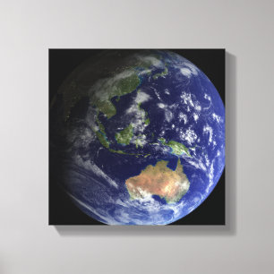 Volledige Aarde vanuit de ruimte, met Australië Canvas Afdruk
