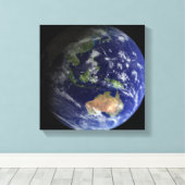 Volledige Aarde vanuit de ruimte, met Australië Canvas Afdruk (Insitu (Houten vloer))