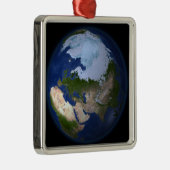 Volledige Aarde waarop het Arctische gebied is afg Metalen Ornament (Rechts)