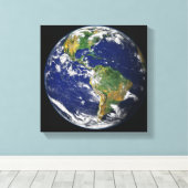 Volledige Aarde waarop het westerne halfrond te zi Canvas Afdruk (Insitu (Houten vloer))
