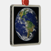 Volledige Aarde waarop het westerne halfrond te zi Metalen Ornament (Rechts)