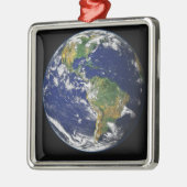 Volledige Aarde waarop het westerne halfrond te zi Metalen Ornament (Links)