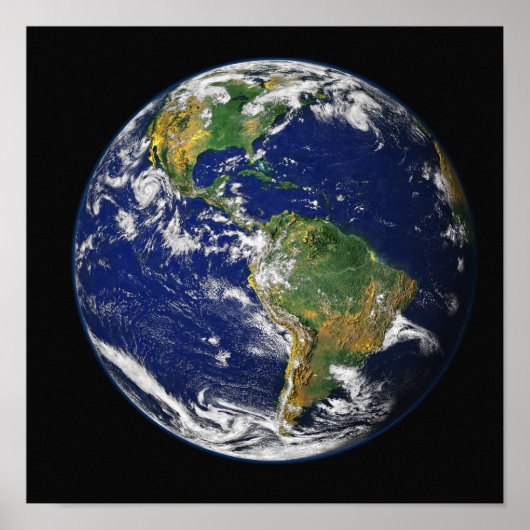 Volledige Aarde waarop het westerne halfrond te zi Poster (Voorkant)
