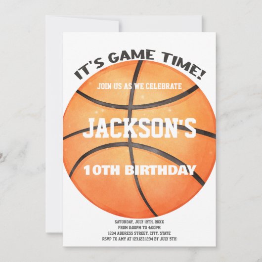 Volledige bal basketbal bal witte uitnodigingen (Voorkant)