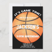 Volledige bal Zwart Basketbal Bal Wit Uitnodiginge Kaart (Voorkant)