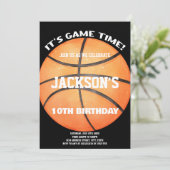 Volledige bal Zwart Basketbal Bal Wit Uitnodiginge Kaart (Staand voorkant)