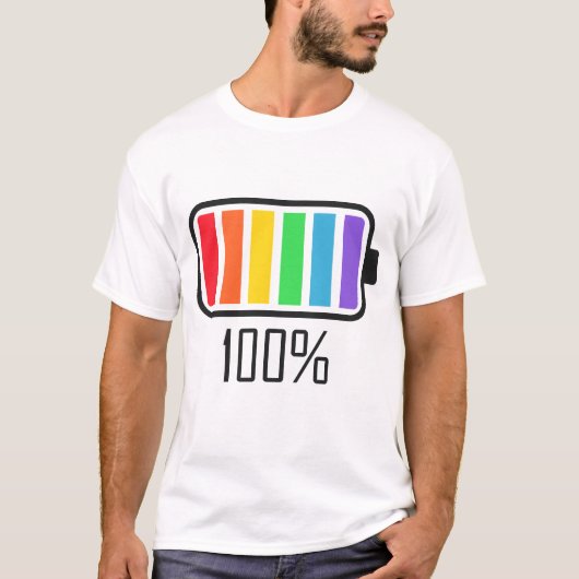 Volledige batterij regenboog kleuren t-shirt (Voorkant)