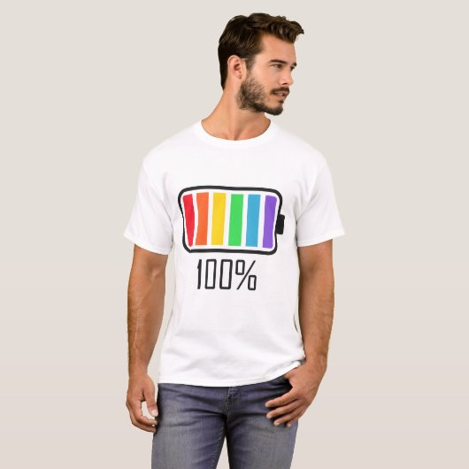 Volledige batterij regenboog kleuren t-shirt (Voorkant volledig)