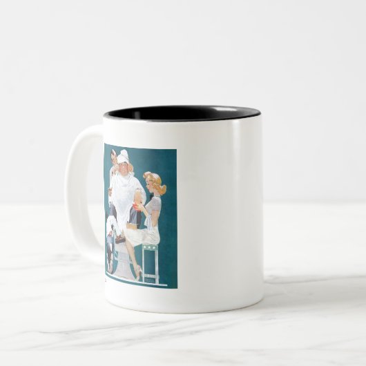 Volledige behandeling tweekleurige koffiemok (Voorkant links)