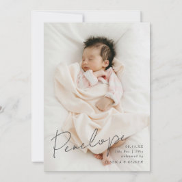 Volledige bloed moderne kalligrafische baby naam aankondiging