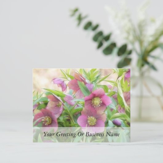 Volledige bloem - Hellebores! Briefkaart (Staand voorkant)