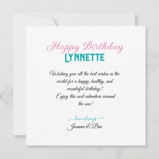 VOLLEDIGE BLOEMEN THEMA VERJAARDAGSTAART KAART (Achterkant)