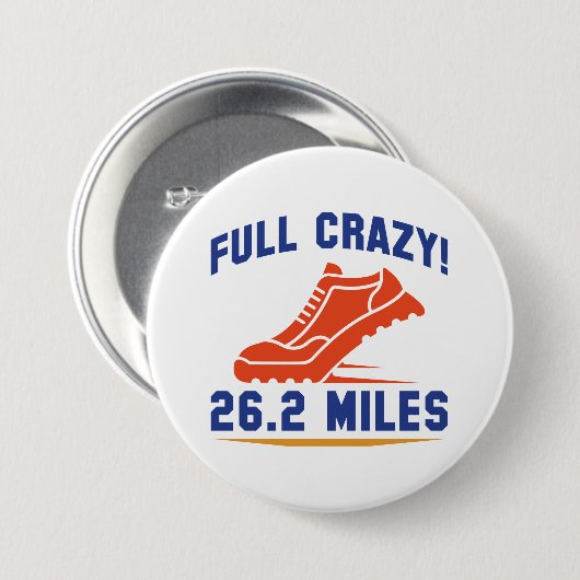 Volledige Crazy 26,2 Miles Ronde Button 7,6 Cm (Voorkant /achterkant)