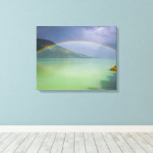 Volledige, dubbele regenboog canvas afdruk (Insitu (Houten vloer))