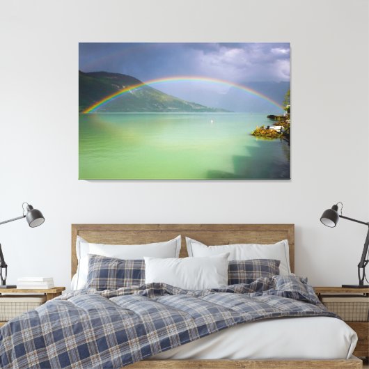 Volledige, dubbele regenboog canvas afdruk (Insitu (Slaapkamer))