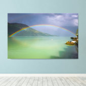 Volledige, dubbele regenboog canvas afdruk (Insitu (Houten vloer))