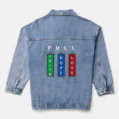 Volledige Energie Denim Jasje met Geloof Hoop Lief Denim Jacket (Achterkant)
