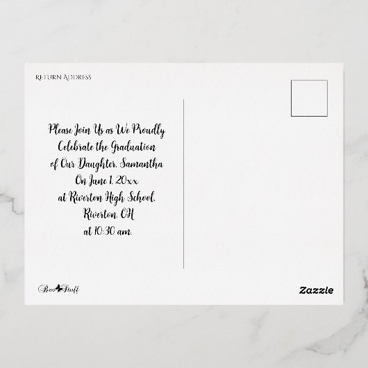 Volledige Folie Afstuderen bekendmaking Briefkaart (Achterkant)