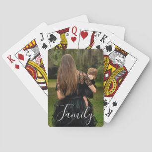 Volledige foto aangepast script familietekst pokerkaarten