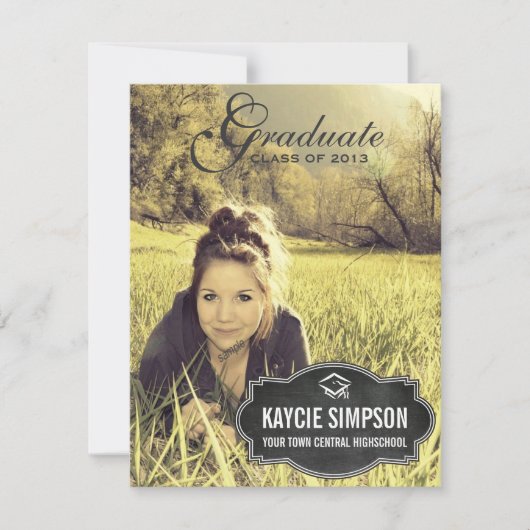 Volledige foto-Afstudeerder met ChalkboardLabel Kaart (Voorkant)