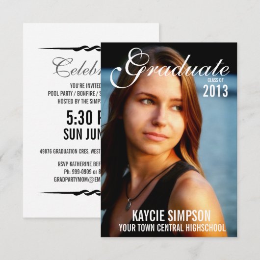 Volledige Foto Afstuderen Foto met Script Text Kaart (Voorkant / Achterkant)