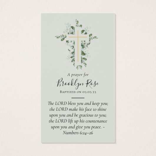 Volledige foto Baptism Prayer Kaart (Achterkant)