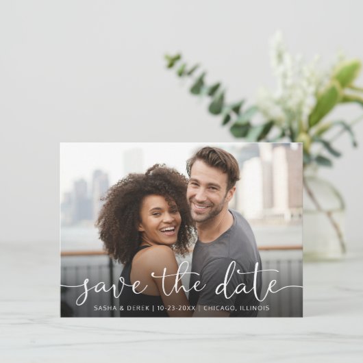 Volledige foto-bruiloft Opslaan datum Save The Date (Staand voorkant)