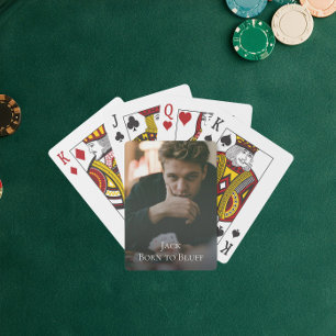 Volledige foto en tekst Geboren om te bluffen Pokerkaarten