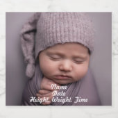 Volledige Foto Geboorte Aankondiging Mousserende W Sparkling Wijnetiket (Enkel label)