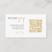 Volledige foto, gouden QR-code witte trouw-RSVD Informatiekaartje (Voorkant)