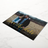 Volledige foto handlettering trouwkaart Save the D Folie Uitnodiging (Gedraaid)