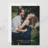 Volledige foto Ivoor Minimalistisch hart Monogram  Kaart (Achterkant)