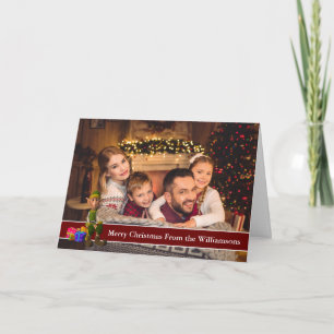 Volledige foto-Kerstmis Elf met rode tekstband Feestdagen Kaart