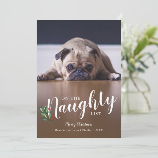 Volledige foto Lettered Script Ondeugende lijst Ke Feestdagenkaart (Staand voorkant)