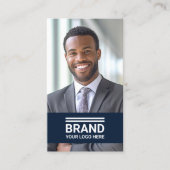 Volledige foto logo modern minimal QR code donkerb Visitekaartje (Voorkant)