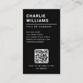 Volledige foto logo modern minimal QR code zwart Visitekaartje (Achterkant)