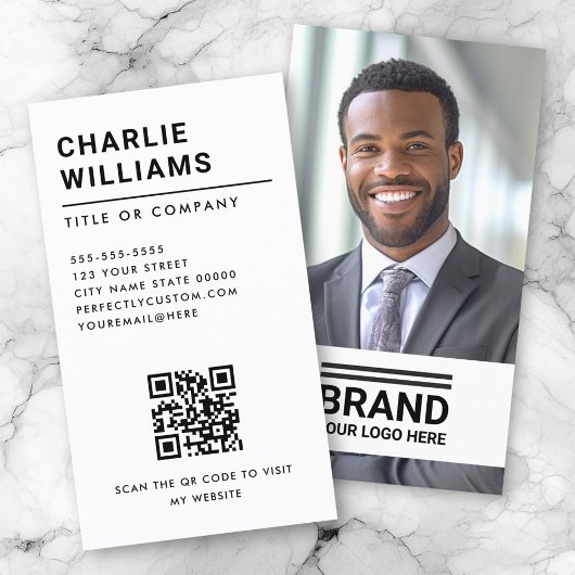 Volledige foto logo modern minimalistisch QR code  Visitekaartje