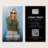 Volledige foto logo zwarte verticale visitekaartje (Voorkant /achterkant)