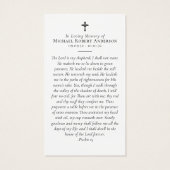 Volledige foto Memorial Prayer Kaart (Achterkant)