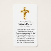 Volledige foto Memorial Prayer Kaart (Achterkant)